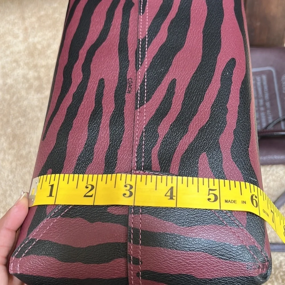 COACH tiger stripe reversible tote with pouch, wallet and wristlet set